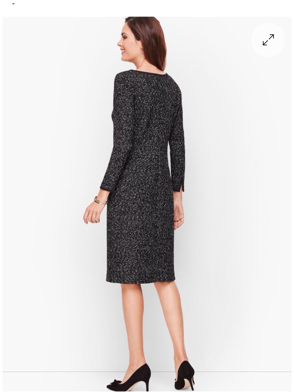 Talbots Black and White Tweed Long-Sleeve Sheath Dress - Picture 2 of 6